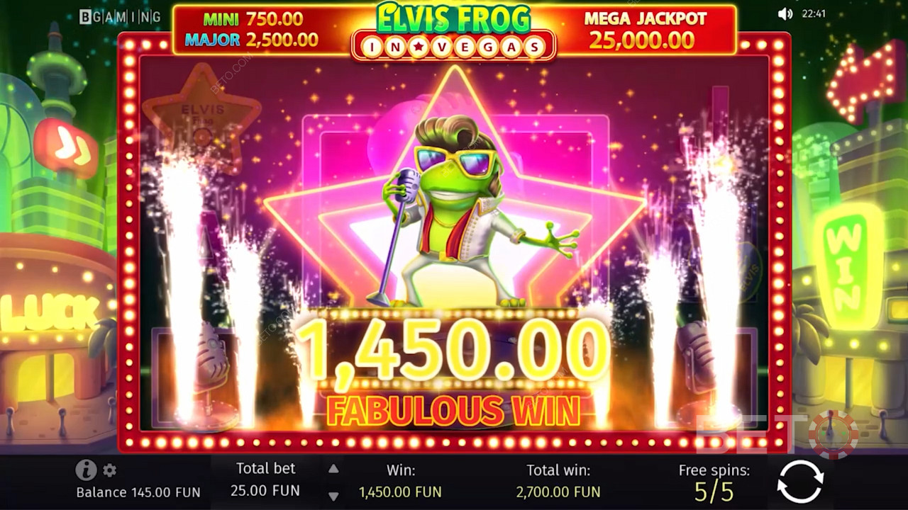Torne-se a próxima grande estrela de Las Vegas na nova slot de casino Elvis Frog