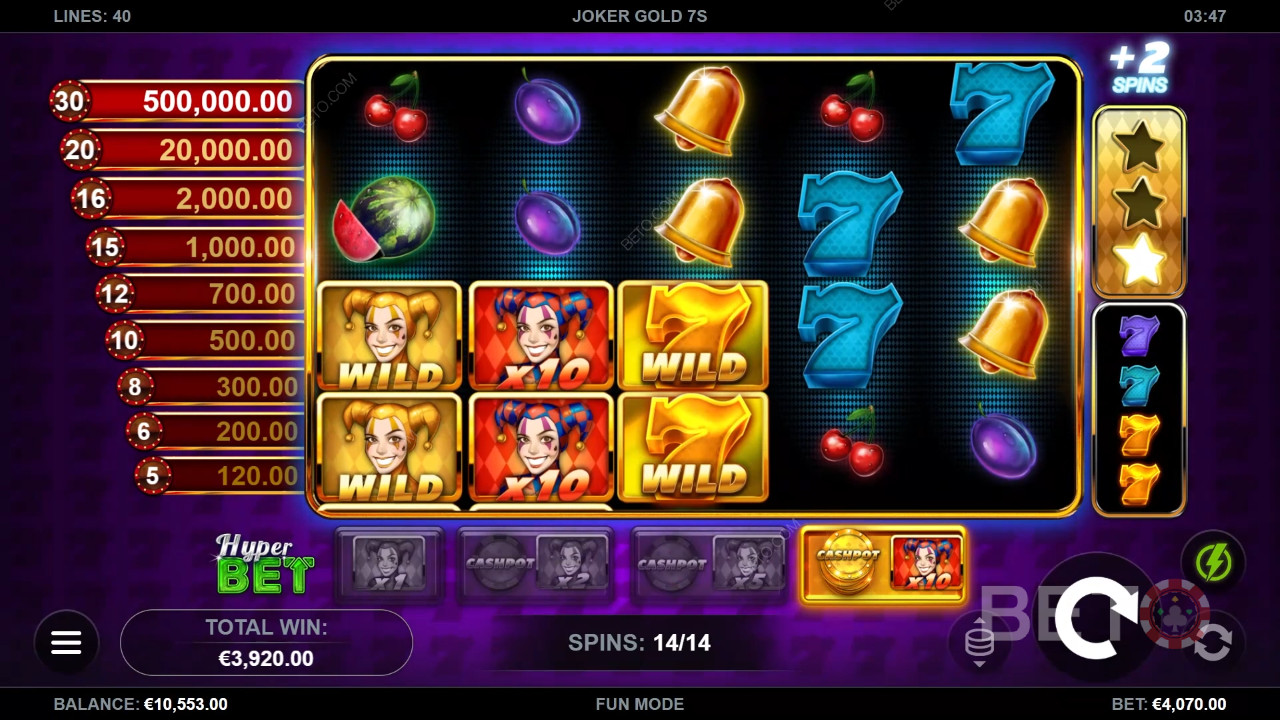 Ganhe 50.000x a sua aposta na slot machine Joker Gold 7s!
