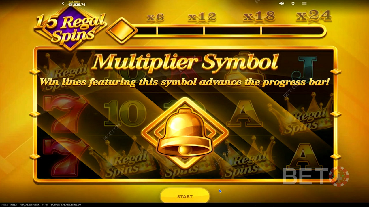O símbolo multiplicador dourado de Regal Streak
