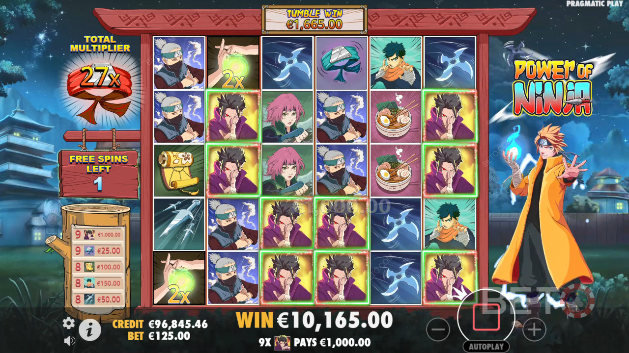 Funcionalidades de bónus explicadas em Power of Ninja por Pragmatic Play