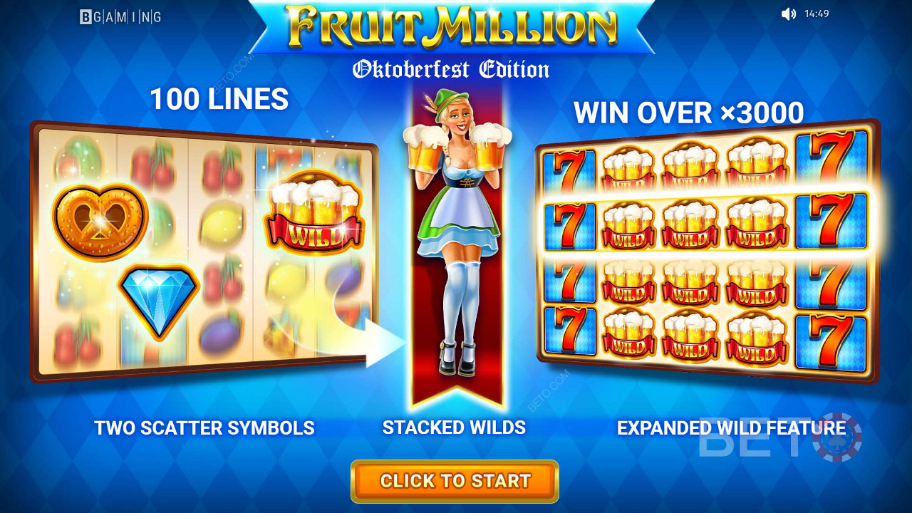 Desfrute de vários temas na slot machine Fruit Million - Octoberfest Edition