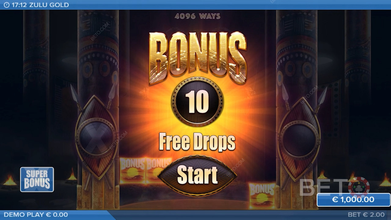 A funcionalidade Multiplier Free Drops oferece aos jogadores 10-25 rotações livres, nesta ranhura