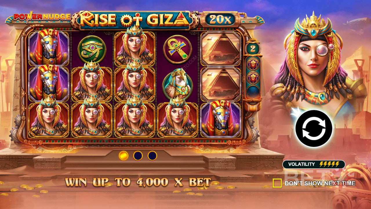 Ganhe até 4.000x da sua aposta na slot online Rise of Giza PowerNudge