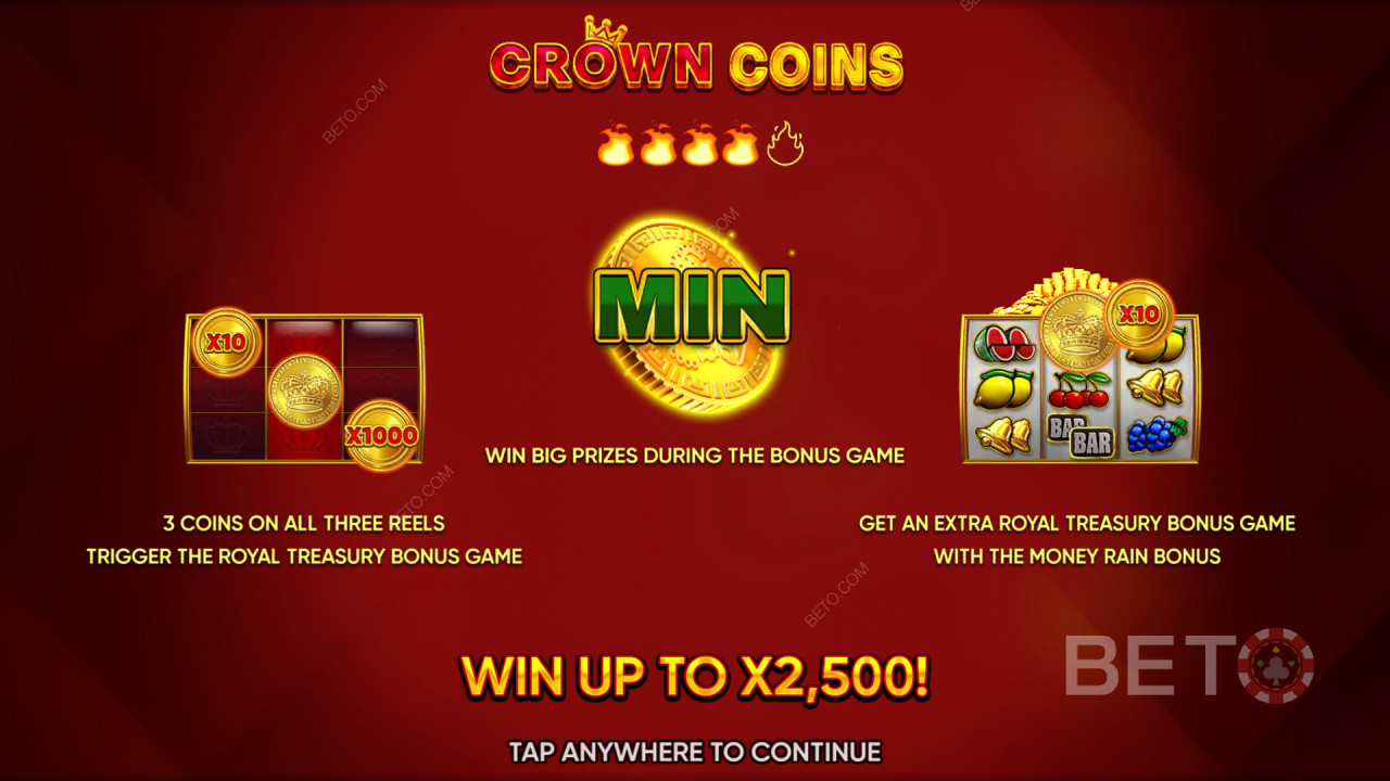 Funcionalidades de bónus explicadas em Crown Coins por Endorphina