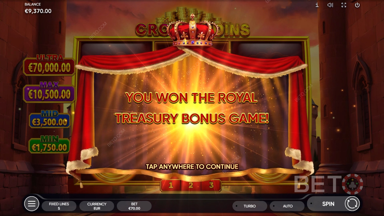 Ganhe 2.500x a sua aposta na Slot Online Crown Coins!