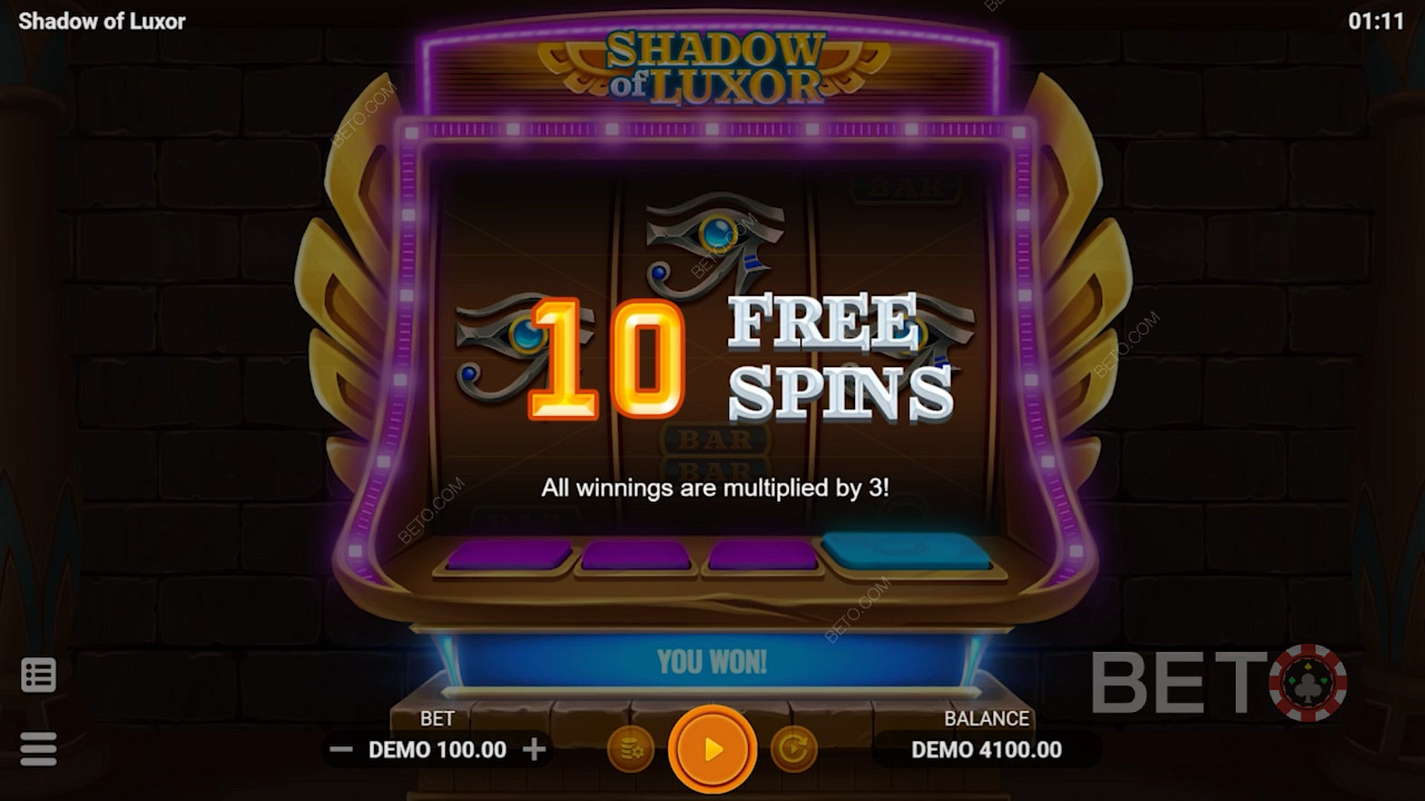 Recompensar as Free Spins na clássica slot machine Shadow of Luxor