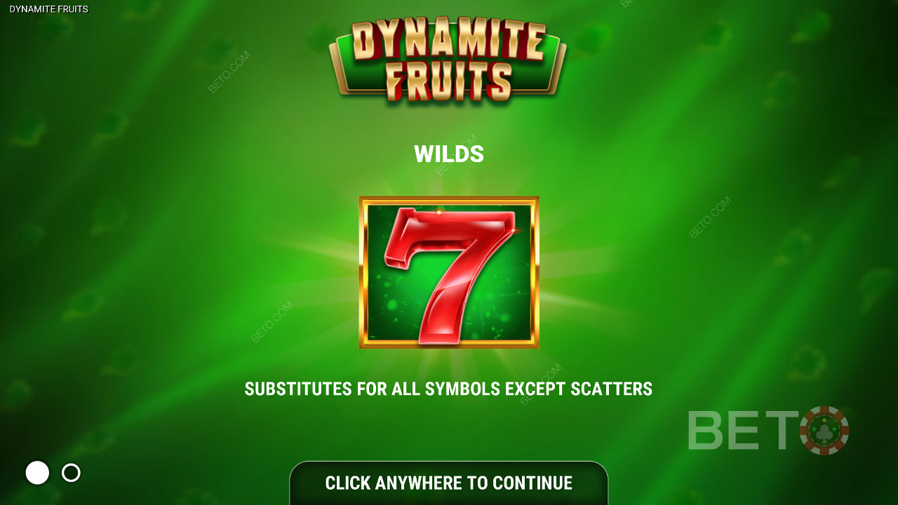 Ranhura de frutos dinamite - Símbolos selvagens - os Sete vermelhos