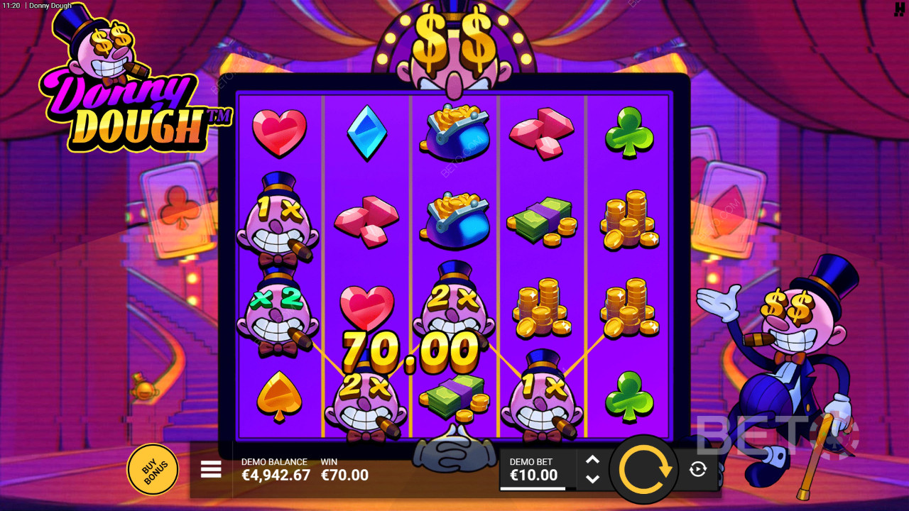 Ganhe 10.000x a sua aposta na slot machine Donny Dough!
