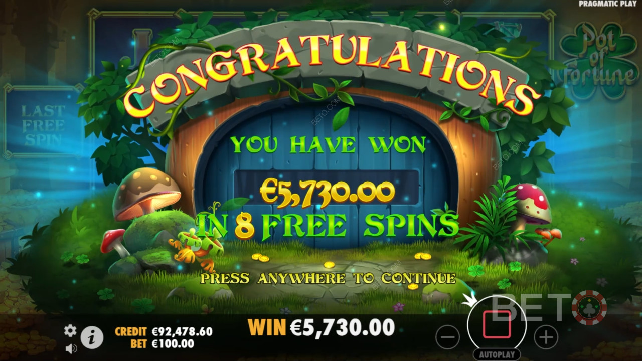 Ganhe 5.000x a sua aposta na slot machine Pot of Fortune!