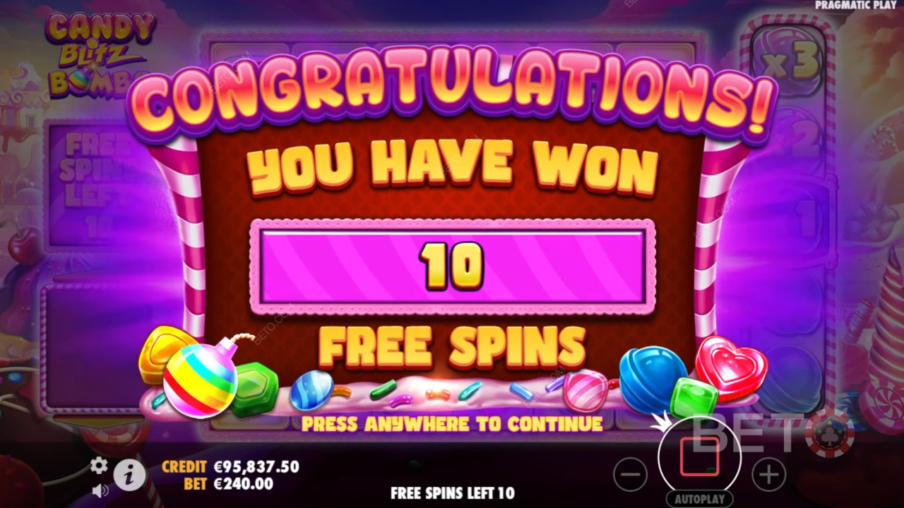 Ganhe 5.000x a sua aposta na slot de vídeo Candy Blitz Bombs!