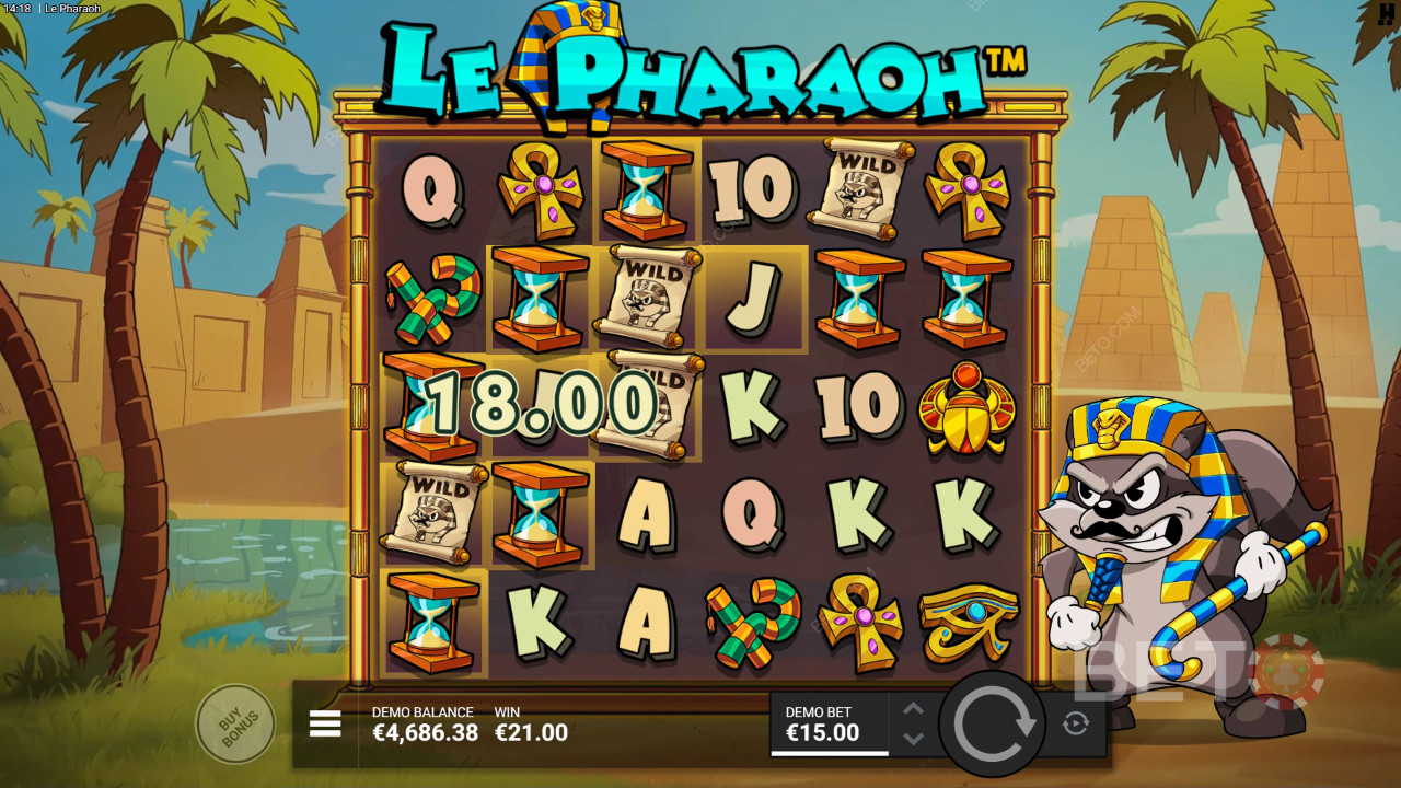 Funcionalidades de bónus explicadas em Le Pharaoh por Hacksaw Gaming