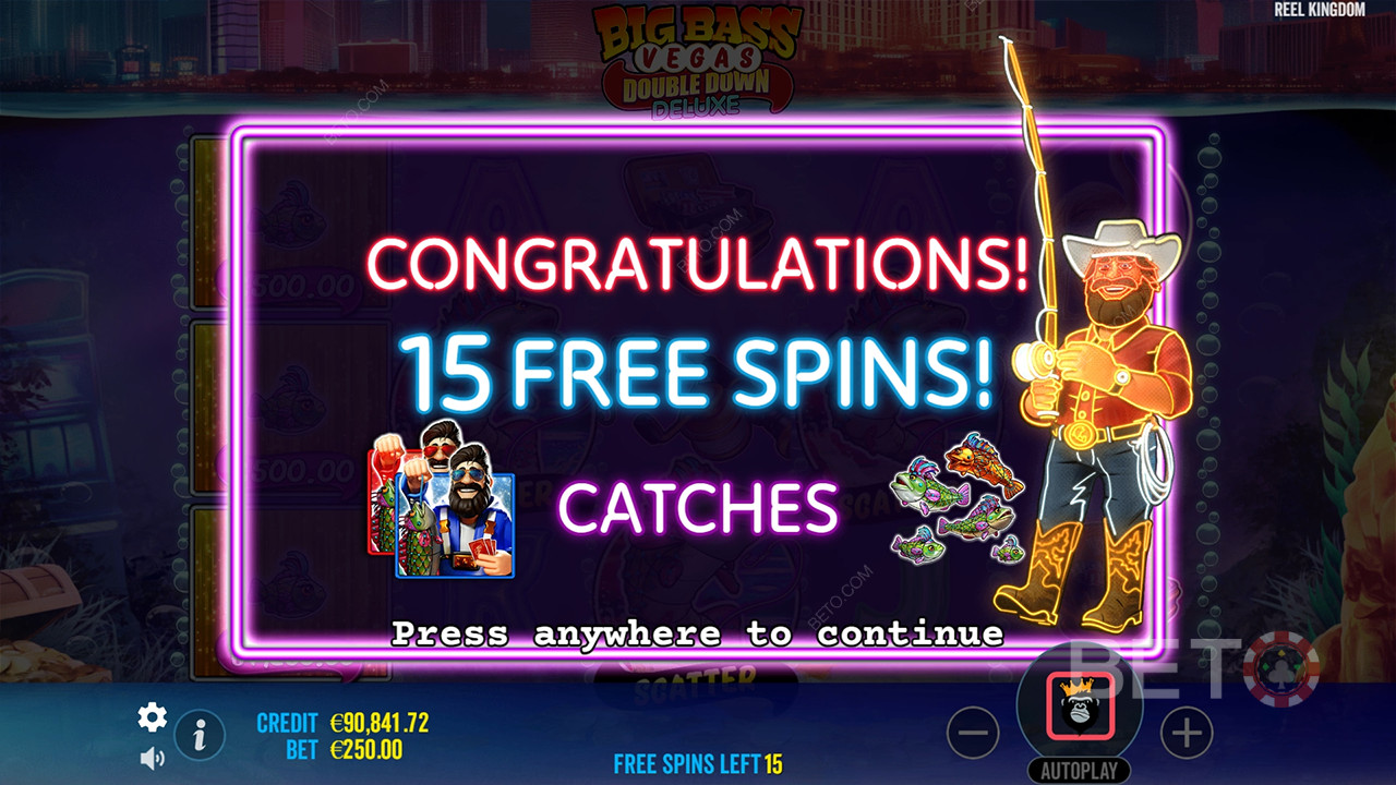 Funcionalidades de bónus explicadas em Big Bass Vegas Double Down Deluxe por Reel Kingdom