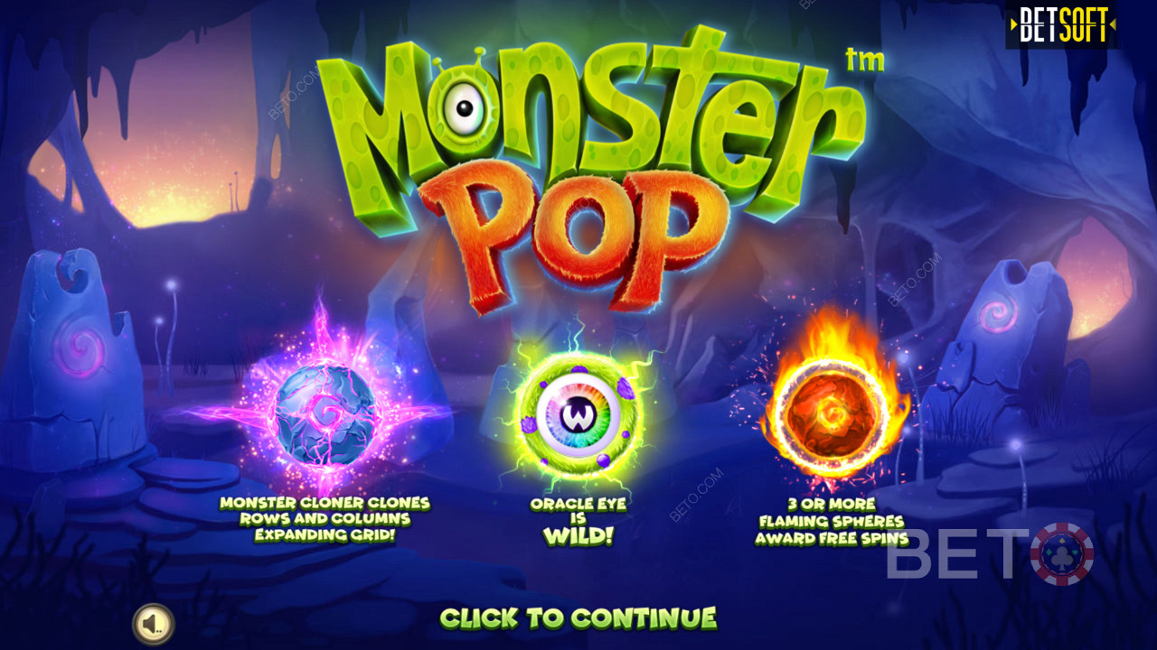 Desfrute de características inovadoras de Bónus em Monster Pop vídeo slot