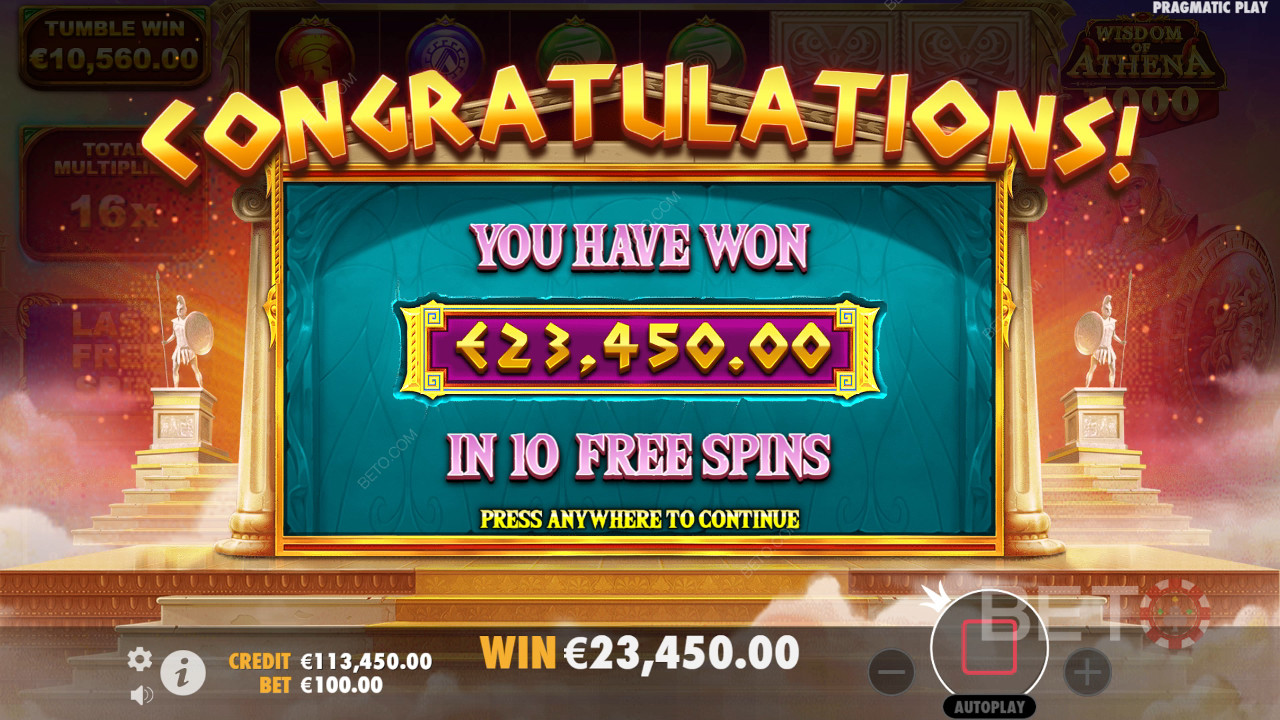 Ganhe 10.000x a sua aposta na slot Wisdom of Athena 1000!
