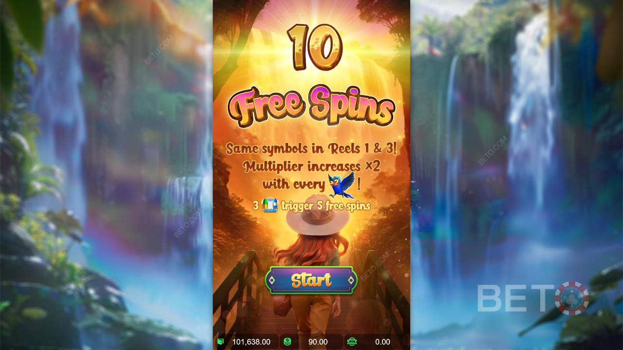 Funcionalidades de bónus explicadas em Wings of Iguazu por PG Soft