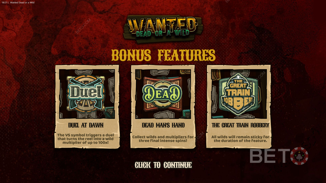 Ecrã de introdução de Wanted Dead or a Wild