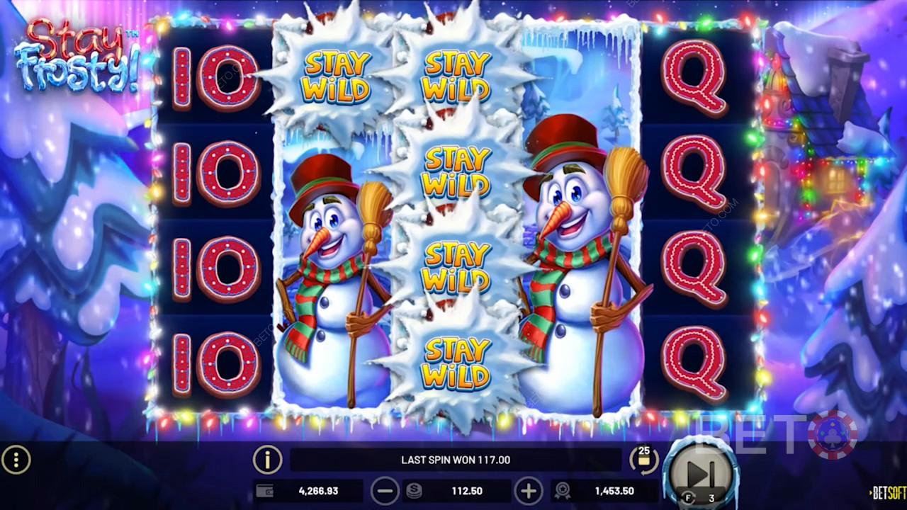 Ampla grelha de jogo em Stay Frosty! com 5 bobinas e 4 filas