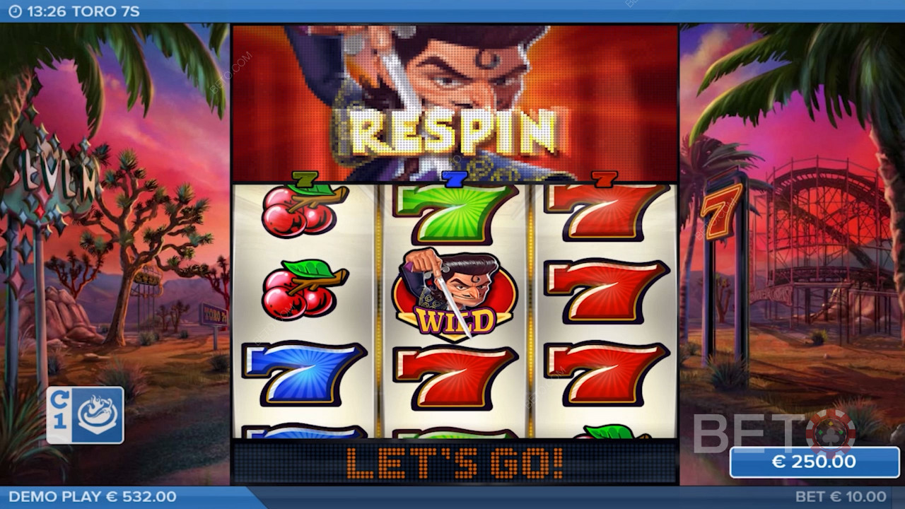 Aterre o Matador Wild e desfrute de Respins na slot machine Toro 7s