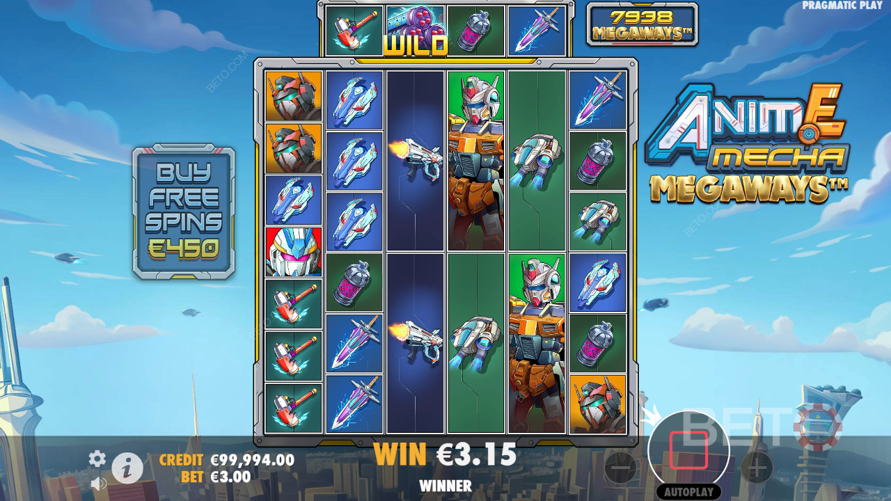 Funcionalidades de bónus explicadas em Anime Mecha Megaways por Pragmatic Play