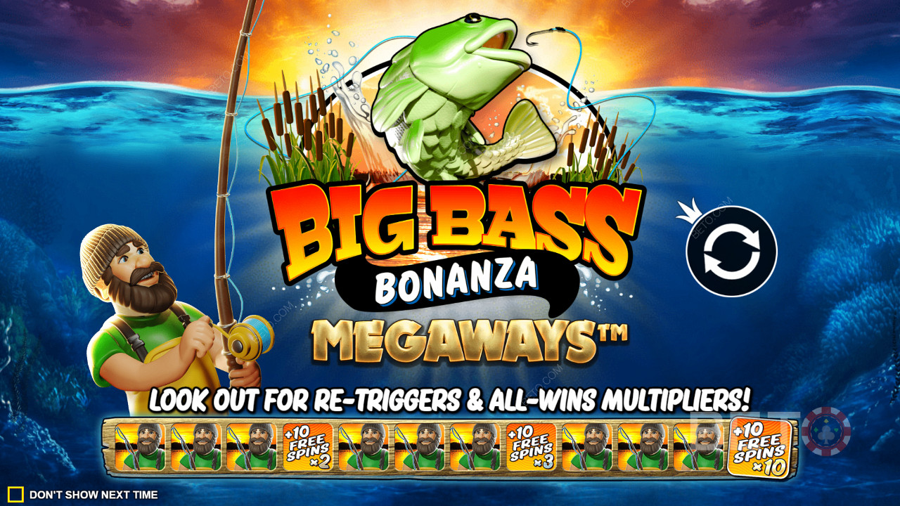 Desfrute dos Free Spin retriggers com Win Multipliers no slot Big Bass Bonanza Megaways