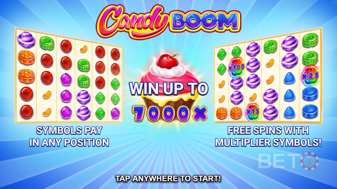 Começar a sua sessão de jogo em Candy Boom