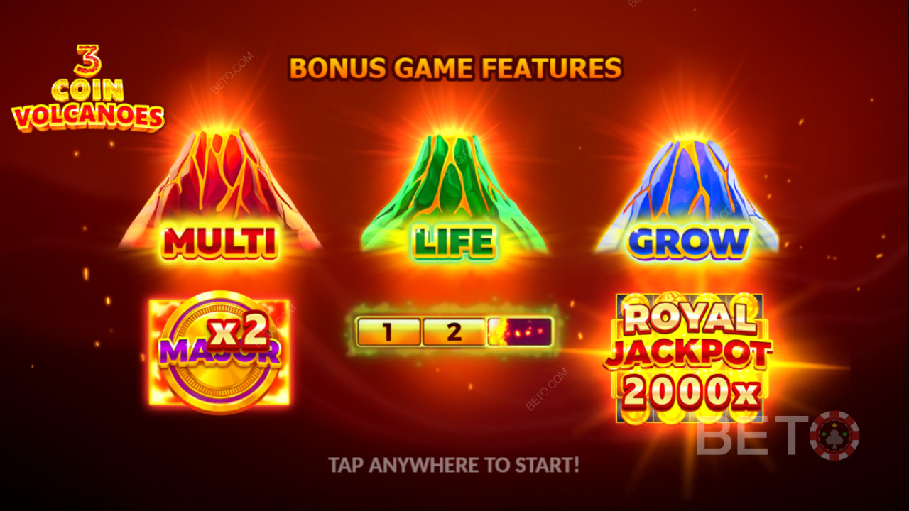 Ganhe 2.000x a sua aposta na Slot Online Vulcões de 3 Moedas!