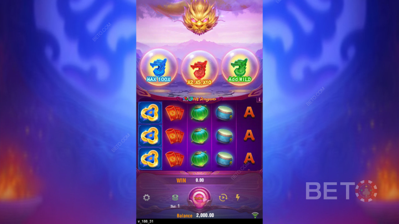Ganhe 10.000x a sua aposta na Slot Online 3 Pot Dragons!