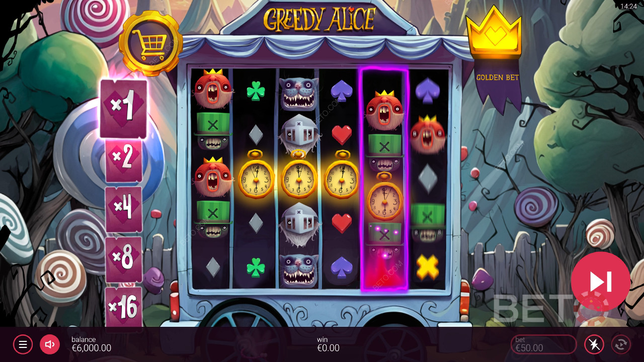 Ganhe 20.000x a sua aposta na Slot de Vídeo Greedy Alice!