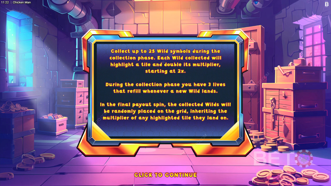 Funcionalidades de bónus explicadas em Chicken Man por Backseat Gaming