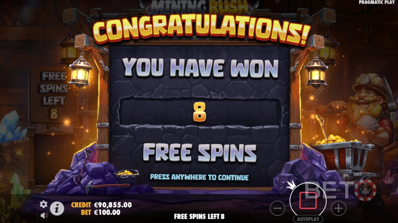 Funcionalidades de bónus explicadas no Mining Rush por Pragmatic Play