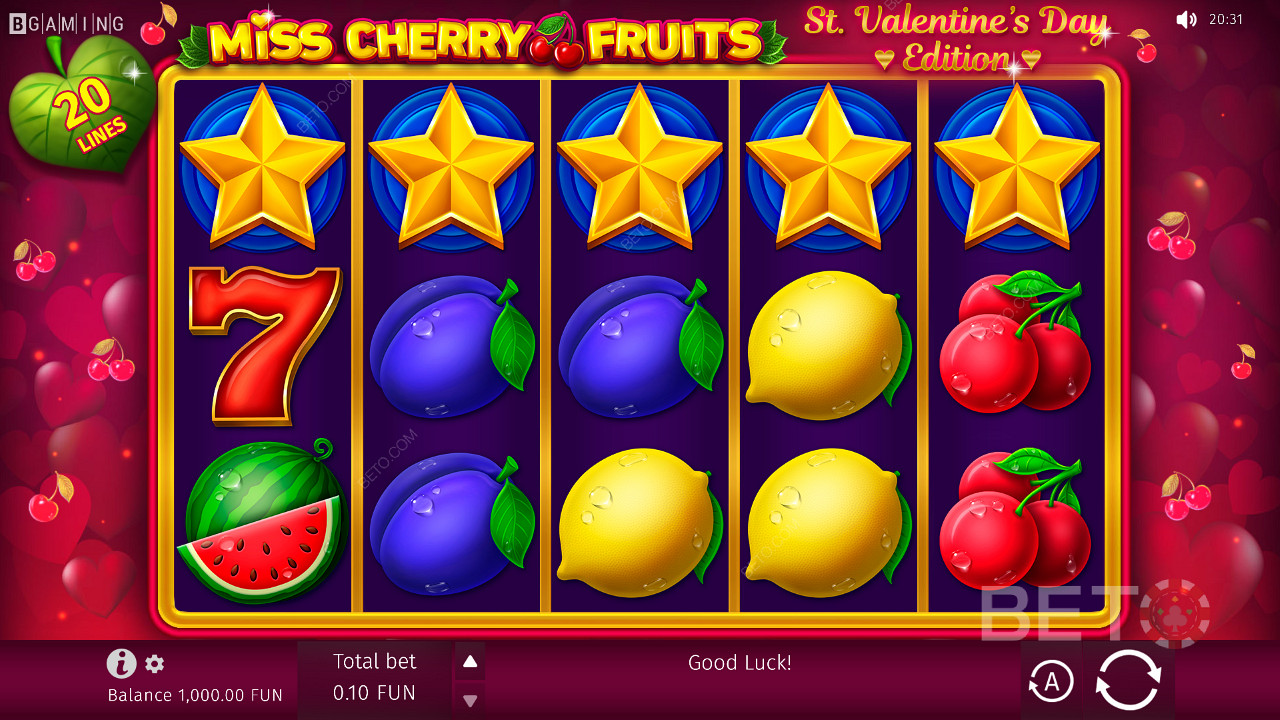 Desenho de jogo híbrido em Miss Cherry Fruits