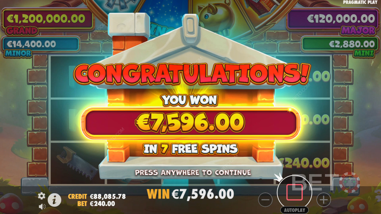 Ganhe 10.000x a sua aposta na slot de vídeo Brick House Bonanza!