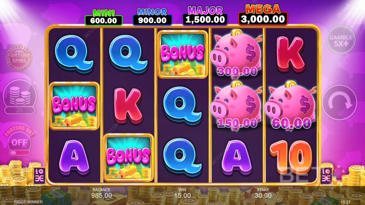 Funcionalidades de bónus explicadas em Piggy Winner por Inspired Gaming