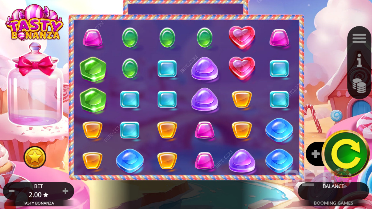 Funcionalidades de bónus explicadas em Tasty Bonanza por Booming Games