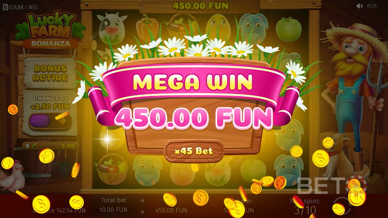 Ganhe doces prémios de bonança no jogo de casino Lucky Farm Bonanza