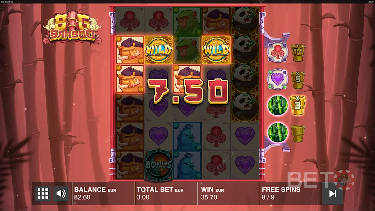 Desfrute do maior potencial nas rotações livres na slot machine Big Bamboo