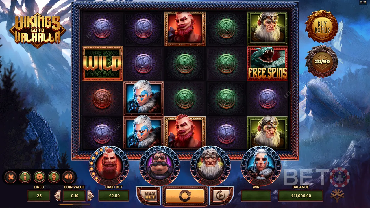Jogabilidade do jogo de slots Viking Go To Valhalla