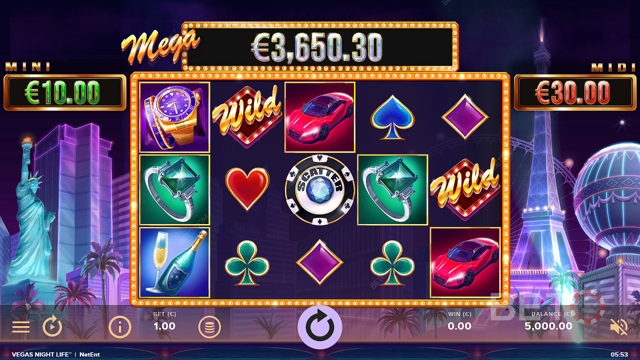 O Mega Jackpot continua a aumentar na slot Vegas Night Life