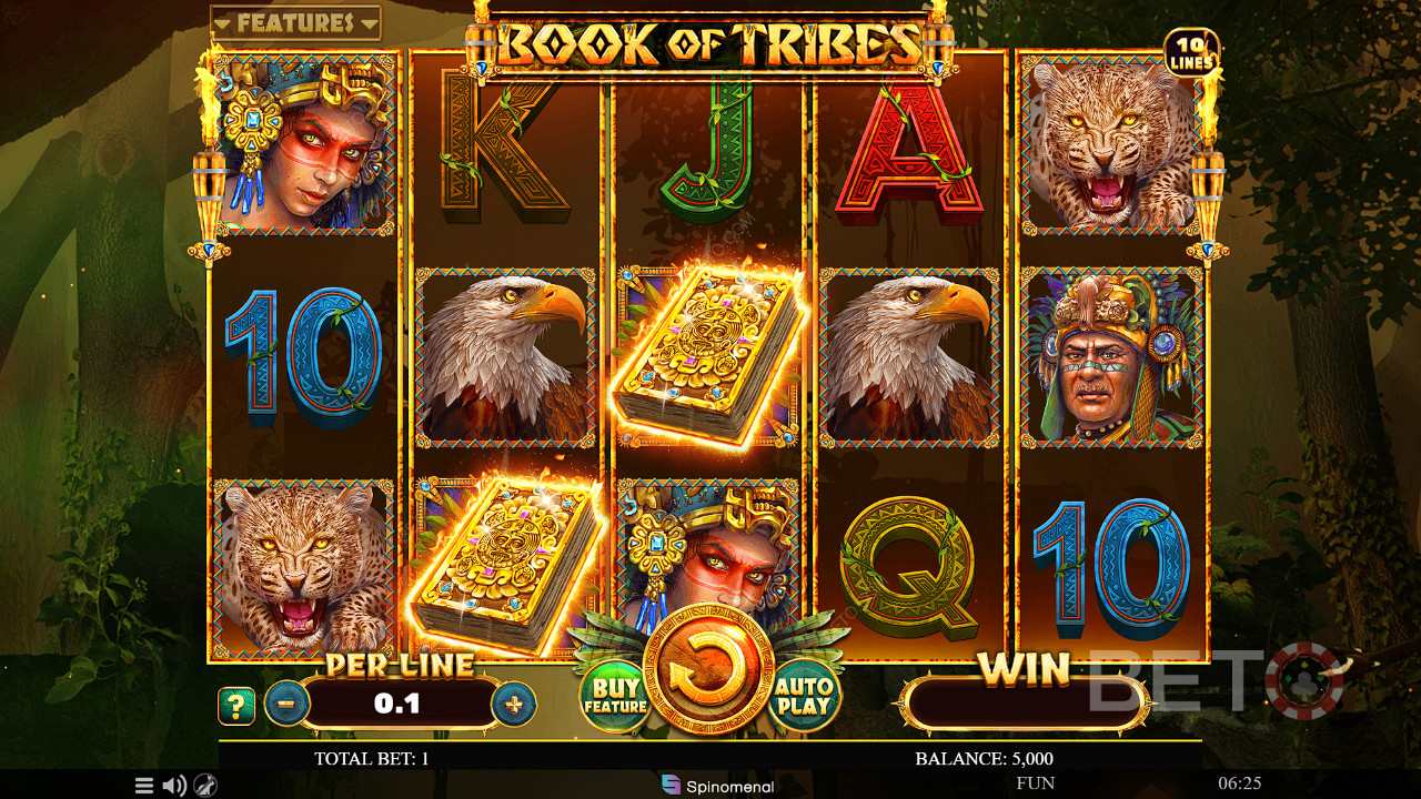 3 Scatter Wilds dão-lhe direito a Free Spins na slot Book of Tribes