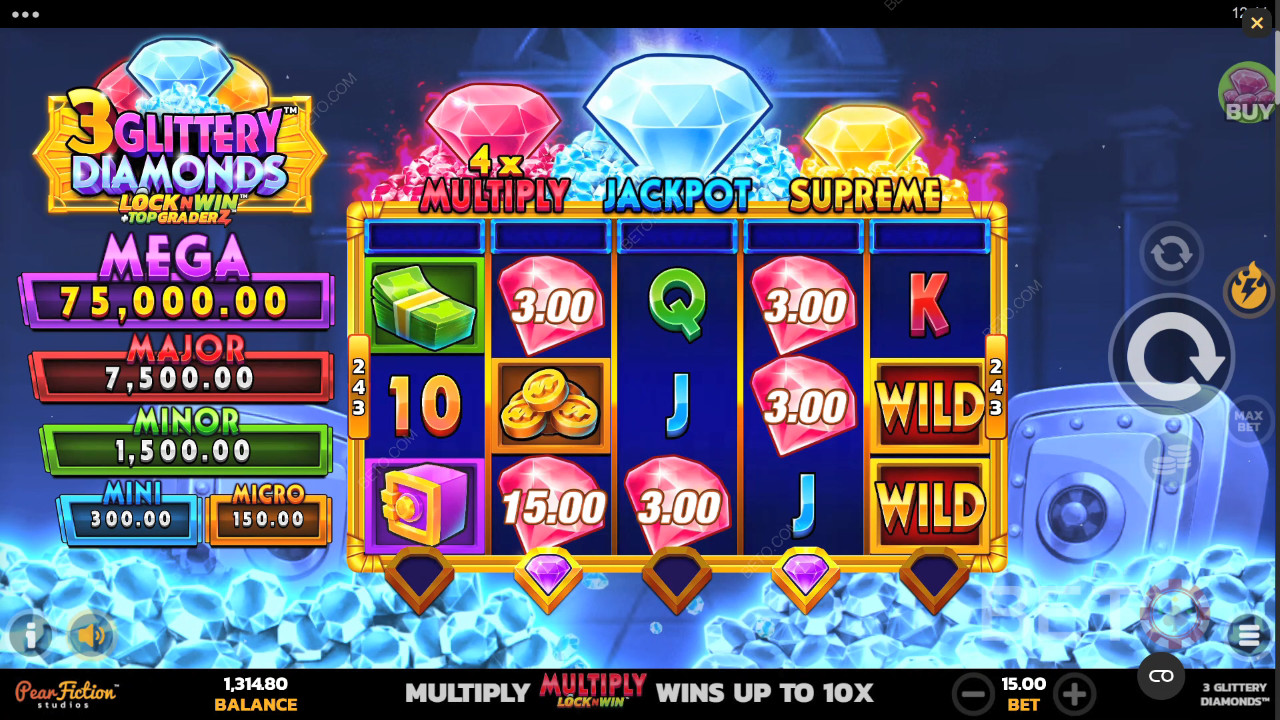 3 Glittery Diamonds Avaliação por BETO Slots