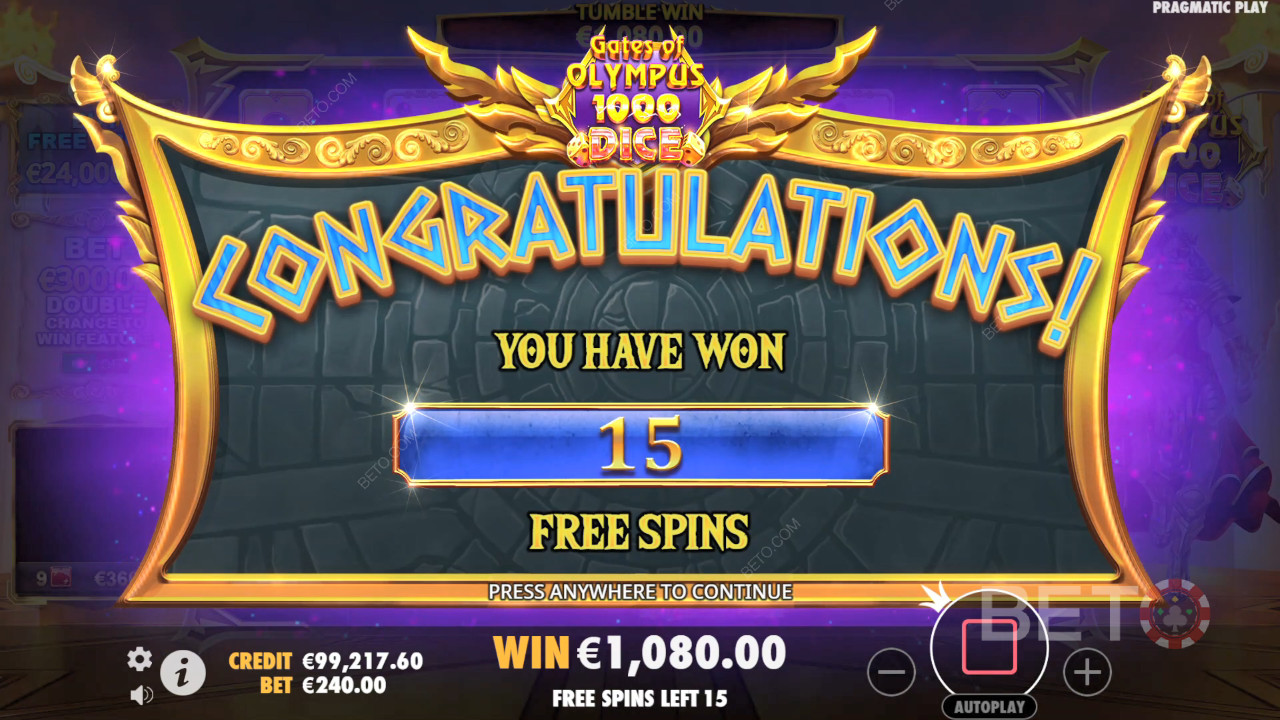 Ganhe 15.000x a sua aposta na Slot Gates of Olympus 1000 Dice!