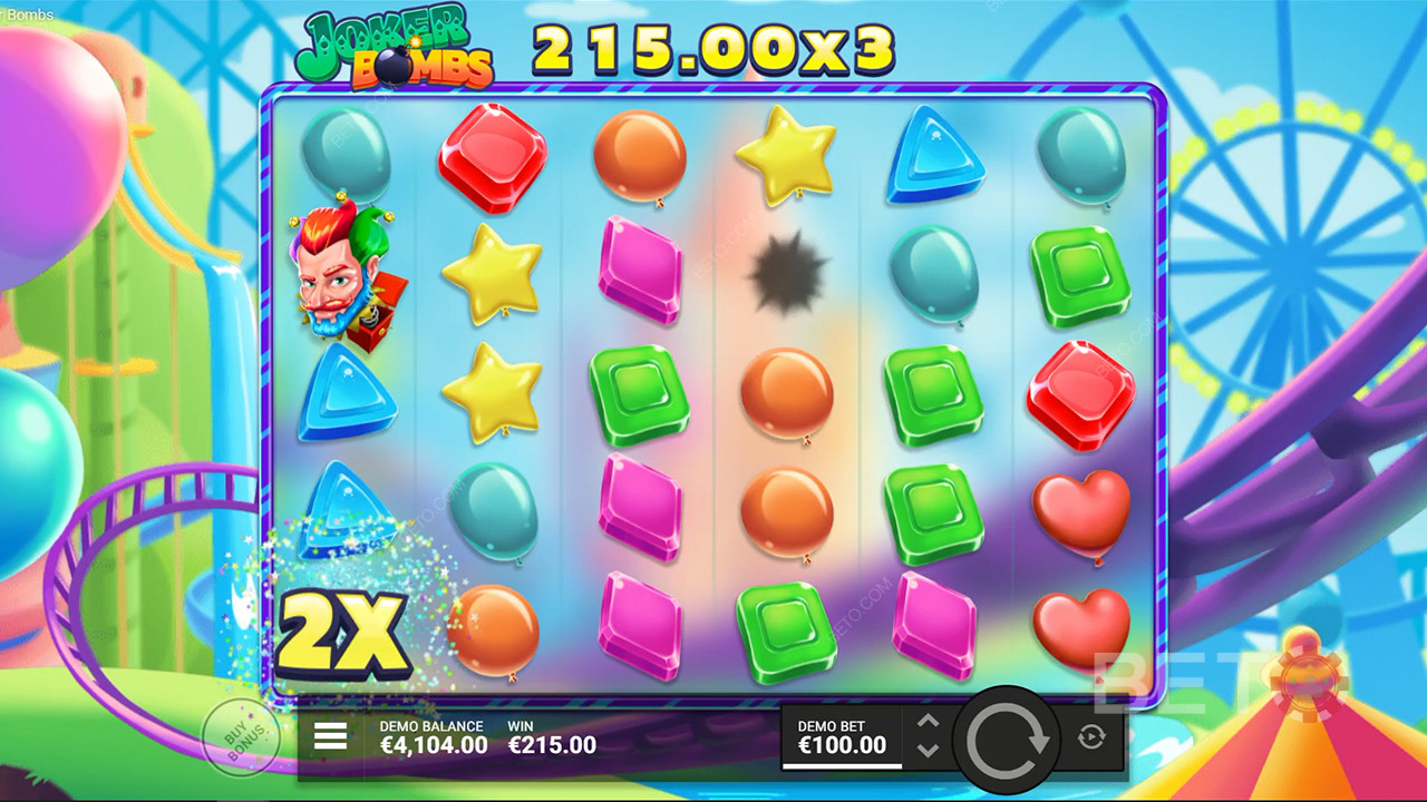 Bombas Multiplicadoras irão aumentar as vitórias na slot machine Joker Bombs