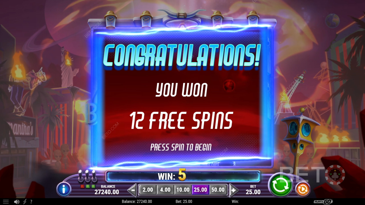 Ganhe 2.500x a sua aposta na slot de vídeo Invading Vegas Revenge on Mars!