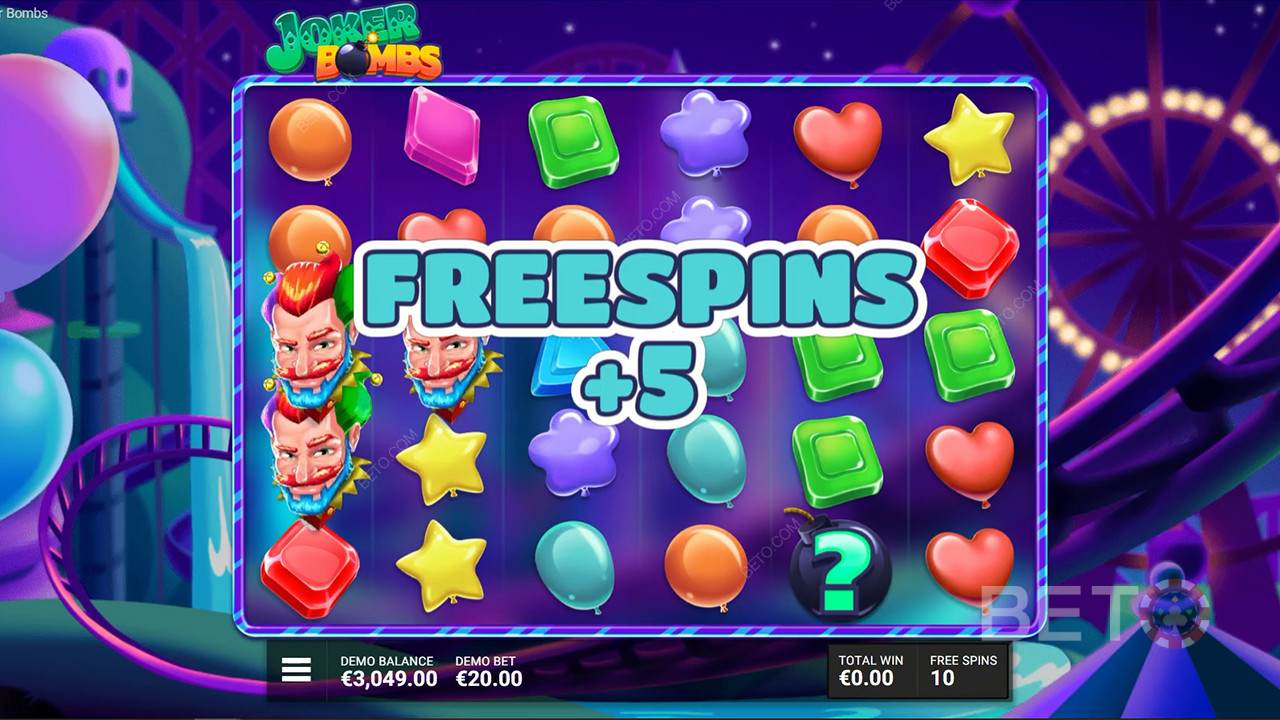 Aterrar três símbolos de Free Spins para accionar cinco Free Spins extra