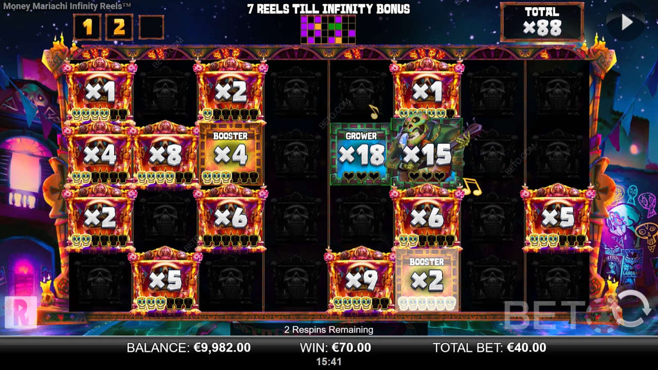 Funcionalidades de bónus explicadas em Money Mariachi Fiesta Infinity Reels por Reel Play