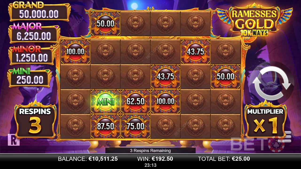 Ganhe 9.065x a sua aposta na slot machine Ramesses Gold 10K Ways!