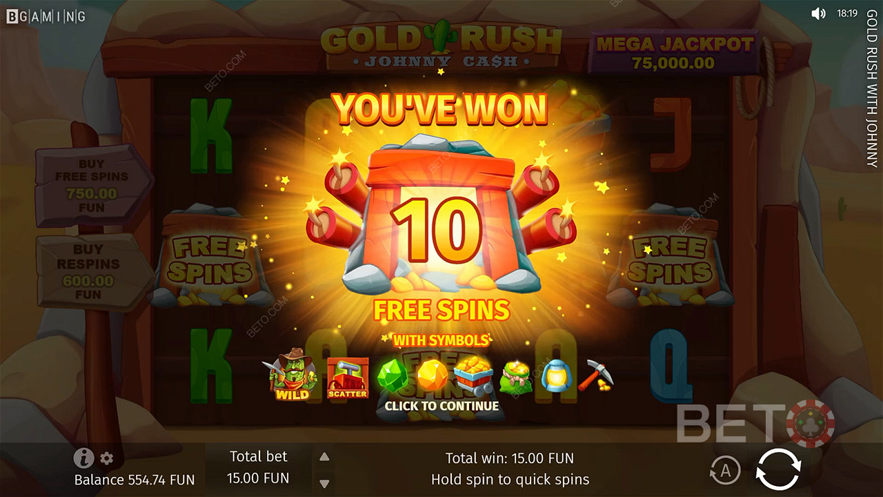 Ganhe 10 Free Spins ao aterrar 3 Scatters