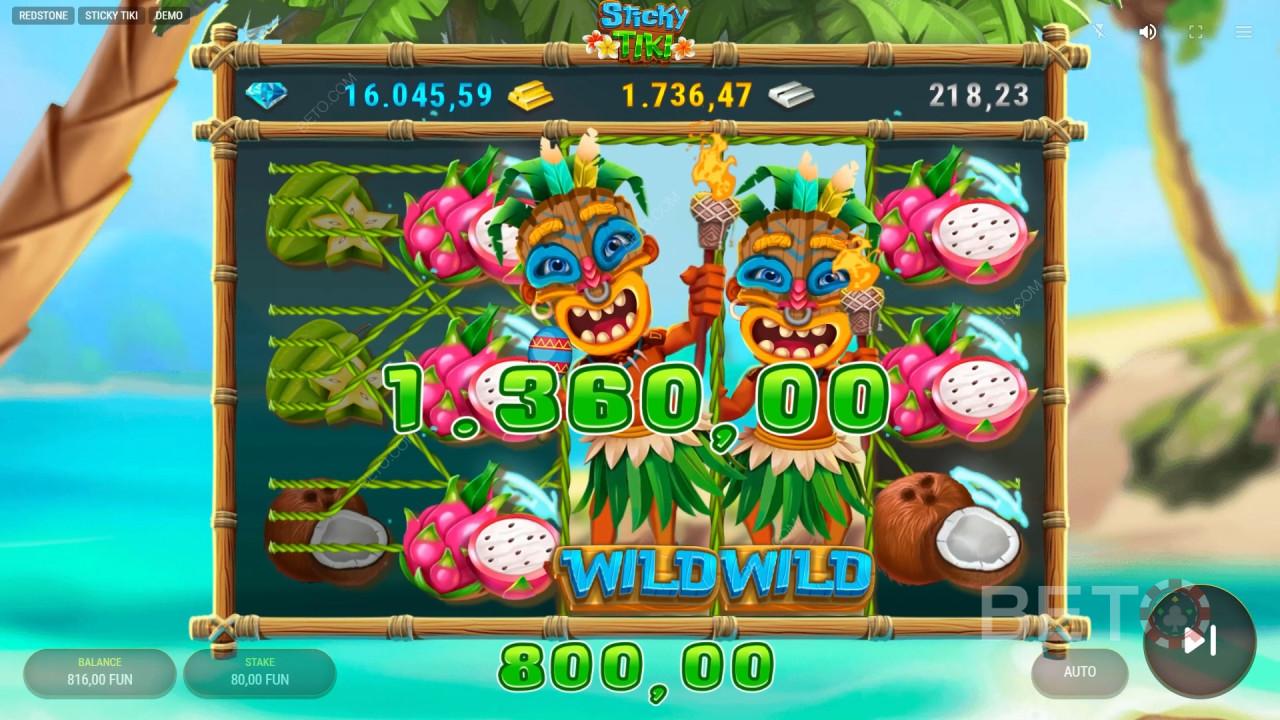Ganhe 10.000x a sua aposta na slot Sticky Tiki!