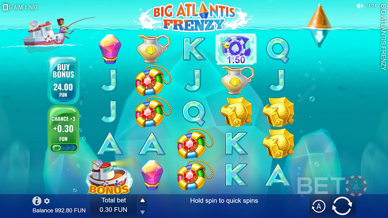 Ajustar o layout usando as setas no slot online do Big Atlantis Frenzy