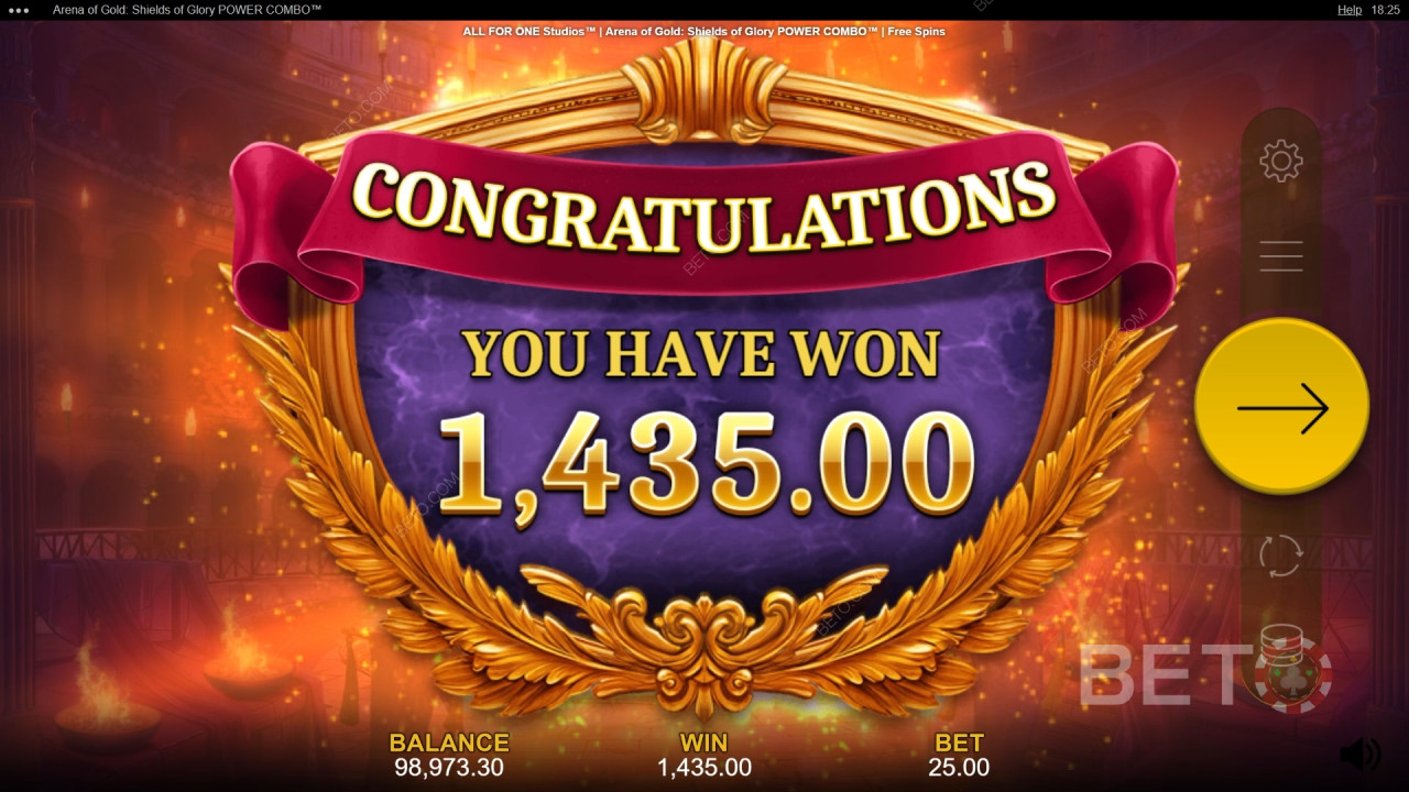 Ganhe 10.000x a sua aposta na Arena de Ouro: Escudos da Glória Power Combo Video Slot!